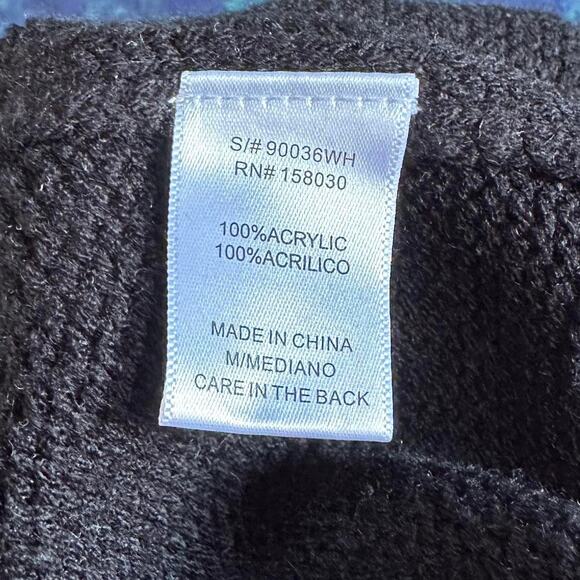 Womens Sweater Size Medium Black White Crop Preppy Twee Business Casual Nautical - Picture 7 of 8